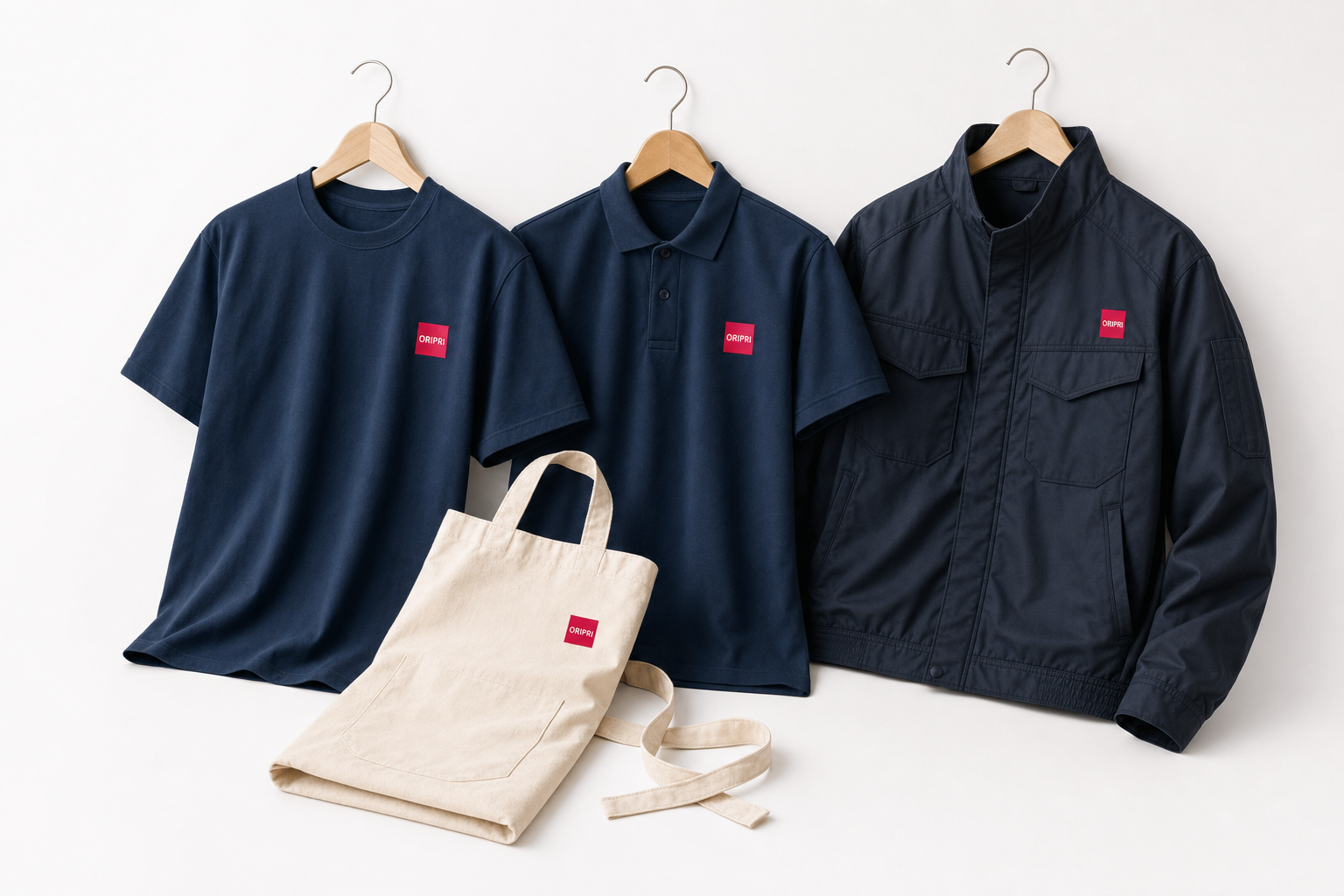 Tシャツ、ポロシャツ、ジャケット、エプロンのオリジナルユニフォーム制作イメージ